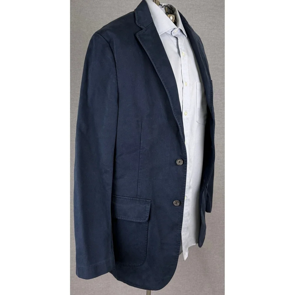 Polo Ralph Lauren Vintage Navy Blue Cotton Twill 3-Button Blazer Sport Coat M